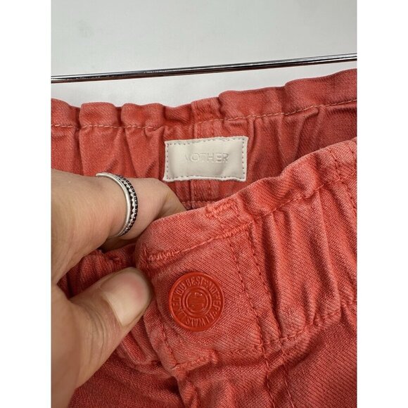 MOTHER The Springy High Rise Straight Leg Hot Coral Ankle Jeans Womens 28 Read - Picture 7 of 15